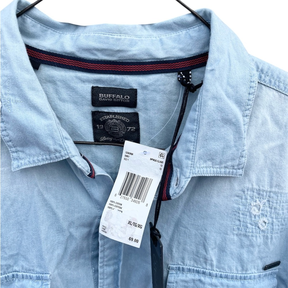 NWT BUFFALO DAVID BITTON Men’s Siduma Long Sleeve Denim Button Down Shirt - Picture 4 of 6